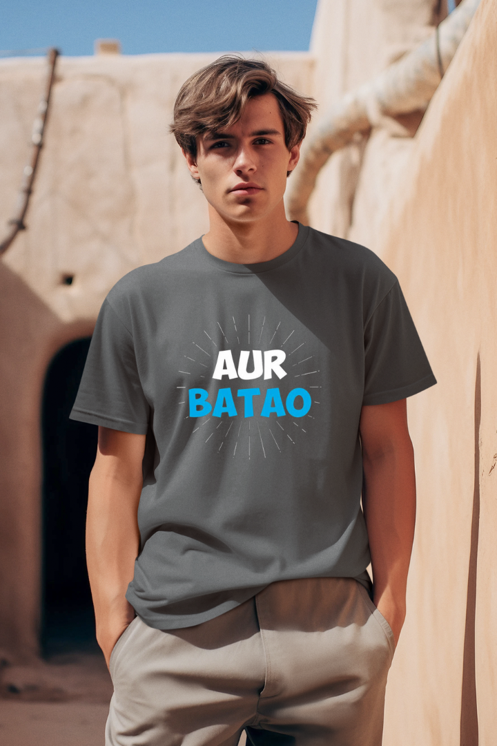 Aur Batao- Premium Grey Men T-shirt