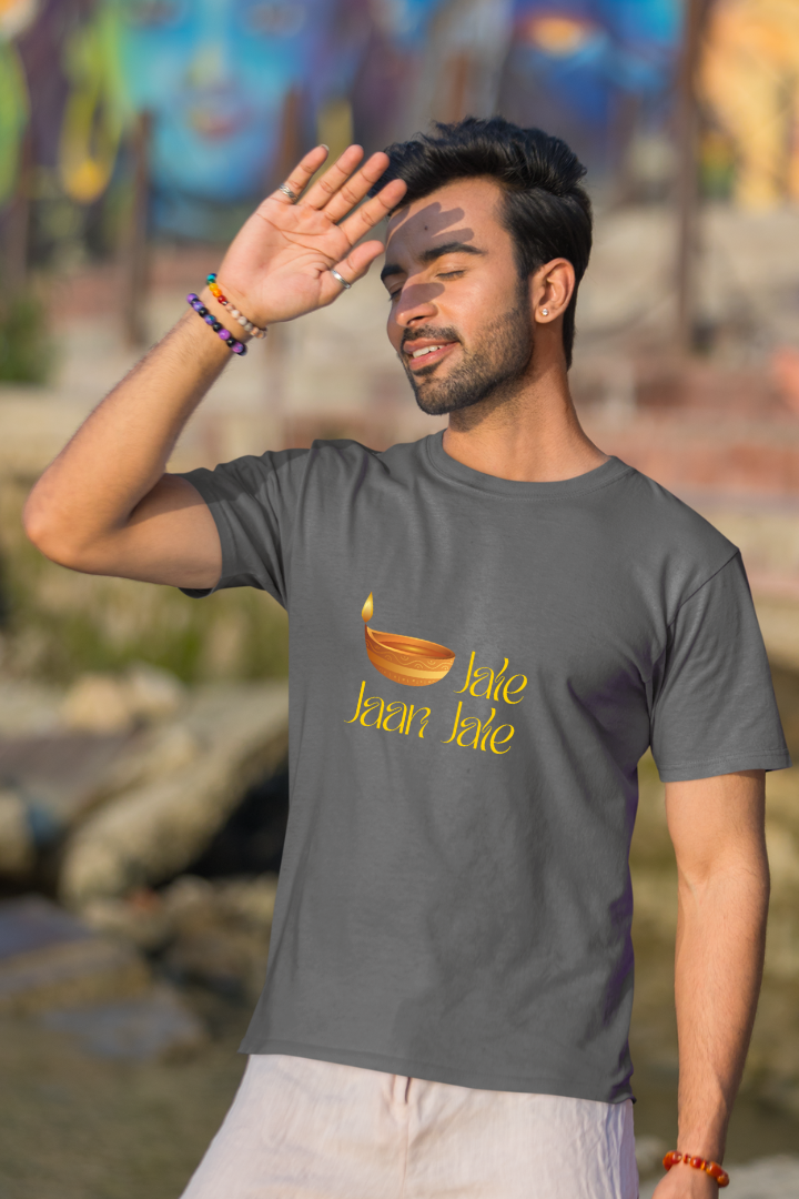 Diya Jale Jaan Jale- Premium Charcoal Grey Men T-shirt