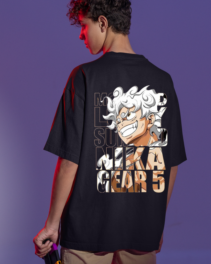 Luffy Laughing Chaos Oversize Unisex T-shirts- Front and Back print