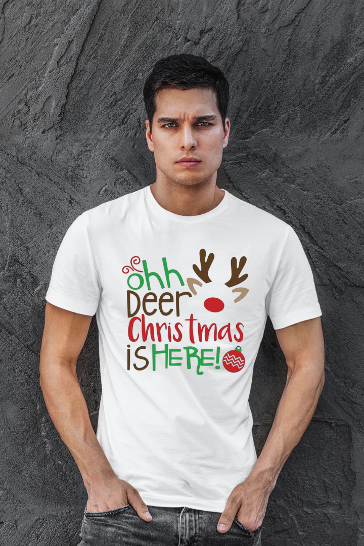 Ohh Deer Christmas Theme Unisex Regular Fit Tshirt