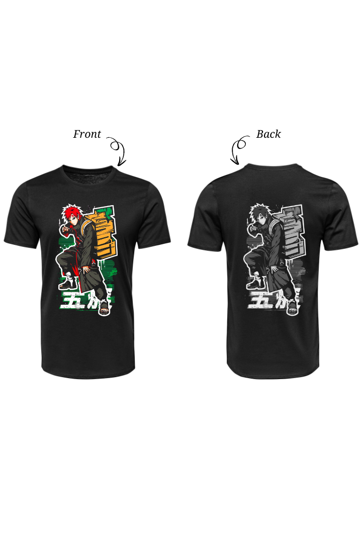 Gaara Front and Back Anime Print- Premium T-shirt