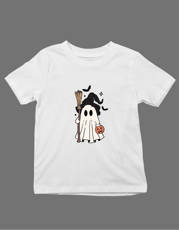 Ghost Halloween Theme Print Kids Unisex Regular Fit T-shirt