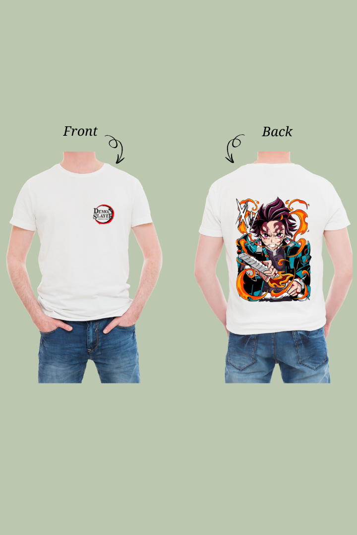 Demon Slayer Front and Back Anime Print- Premium T-shirt