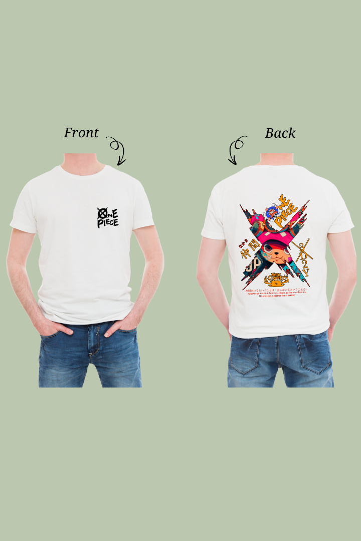 One Piece Front and Back Anime Print- Premium T-shirt