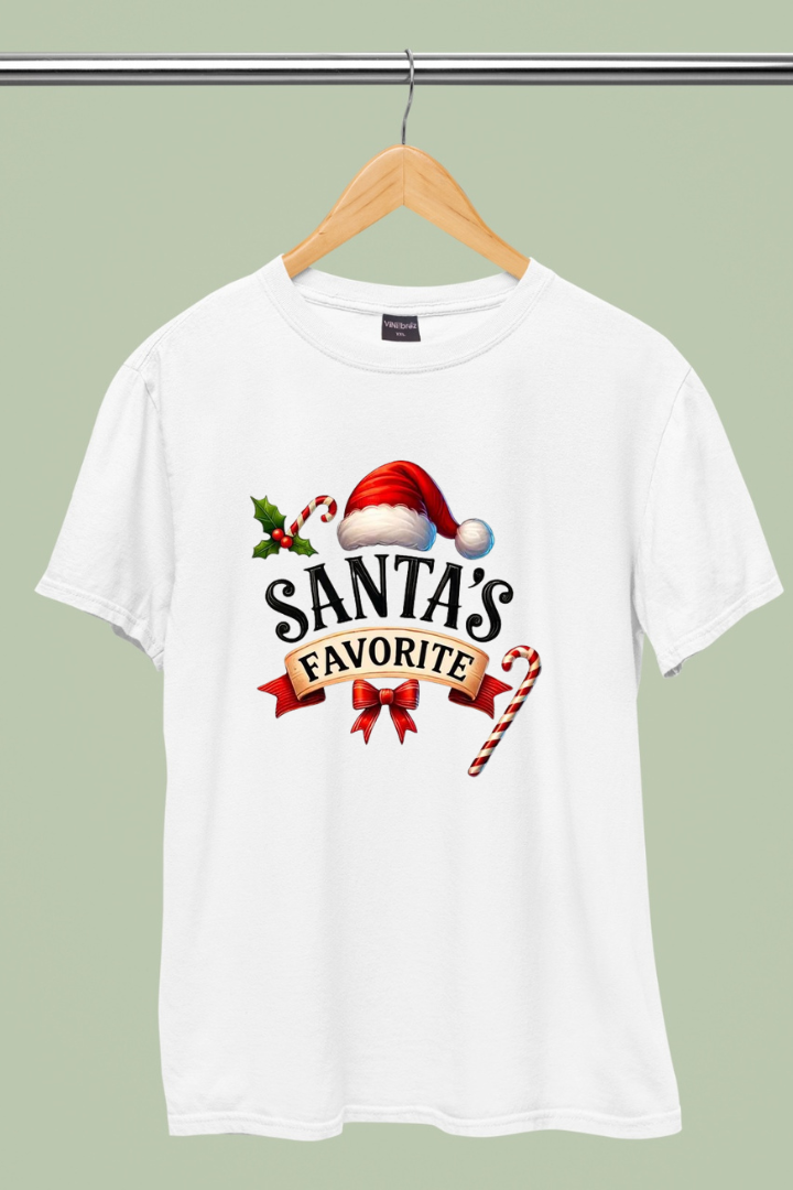 Santa's Favorite Christmas Theme Unisex Regular Fit Tshirt for Adults and Kids