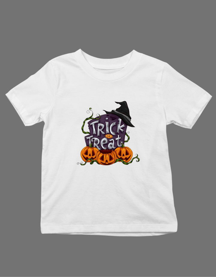 Trick or Treat Halloween Theme Print Kids Unisex Regular Fit T-shirt