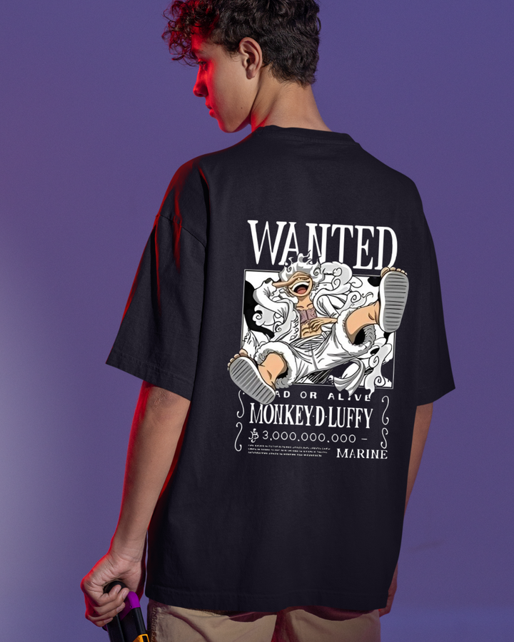 Wanted Monkey D Luffy Oversize Unisex T-shirts - Front and Back print