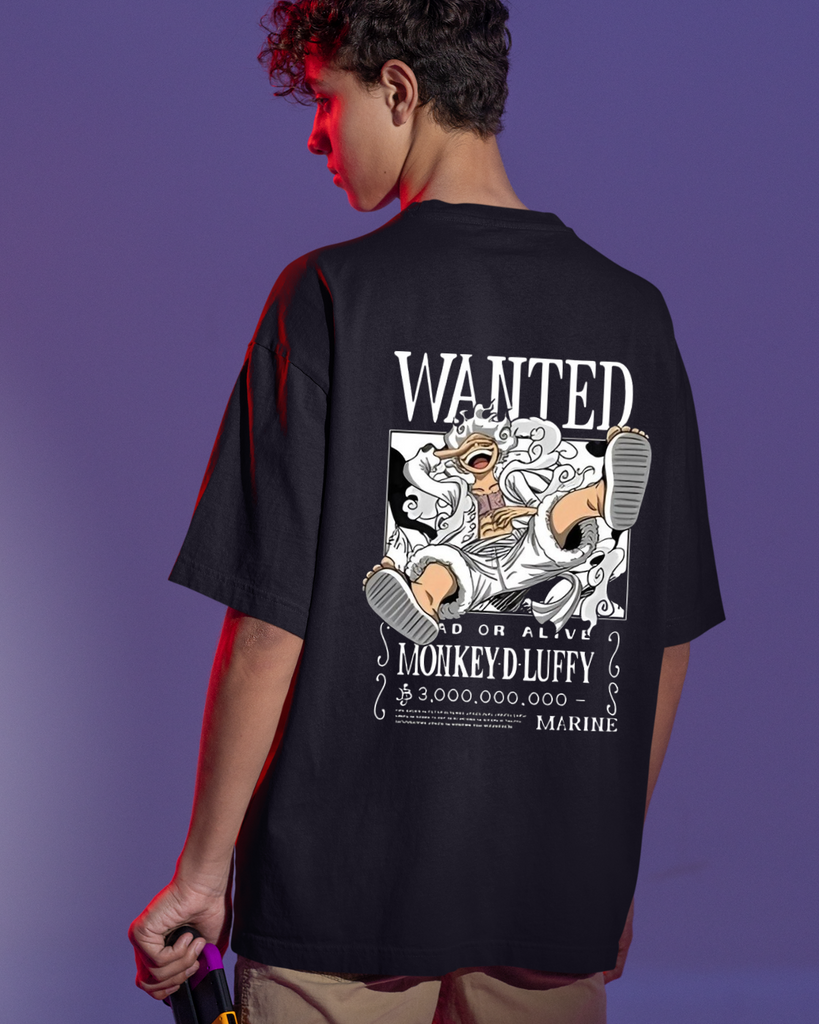 Wanted Monkey D Luffy Oversize Unisex T-shirts - Front and Back