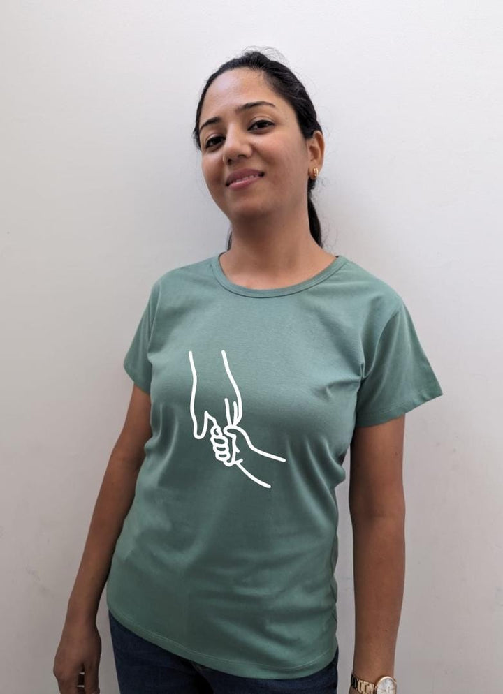 Mom and Child hands- Women Regular Fit