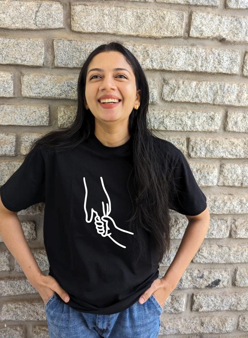 Mom and Child hands- Women Regular Fit